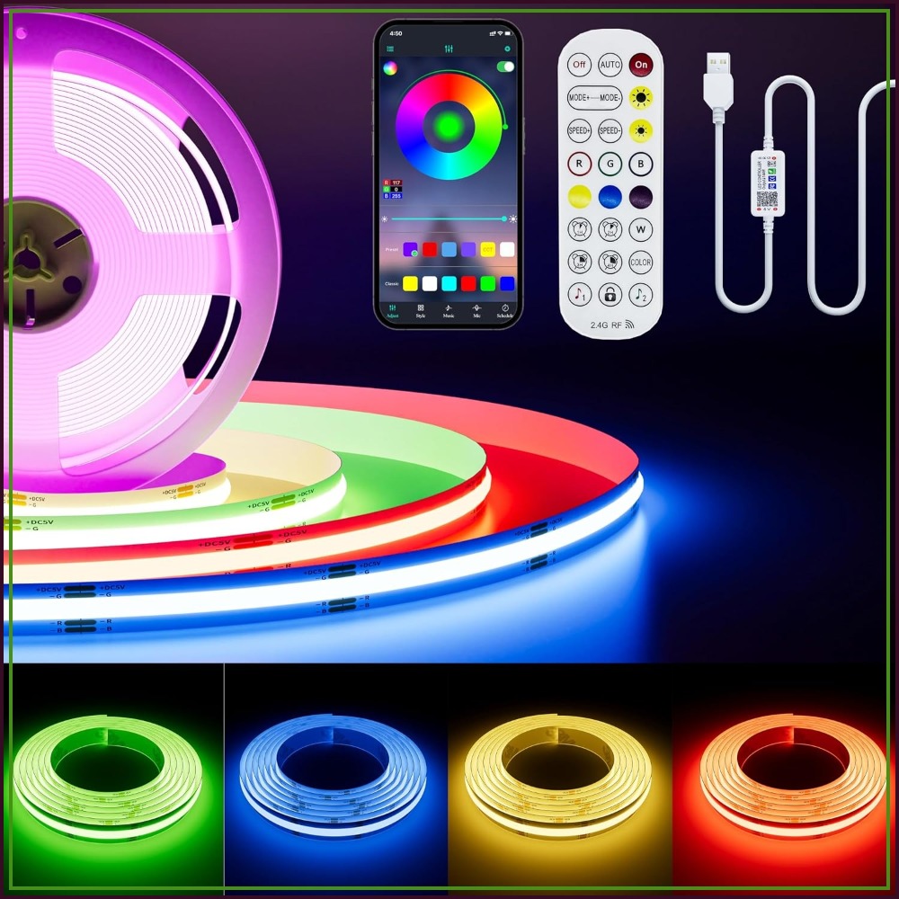 Led Strip Lights - Taśma LED COB RGB 5V USB,